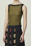 SWAYING/KNIT hook stitching mesh vest SW24SS1T36 grass green PS73